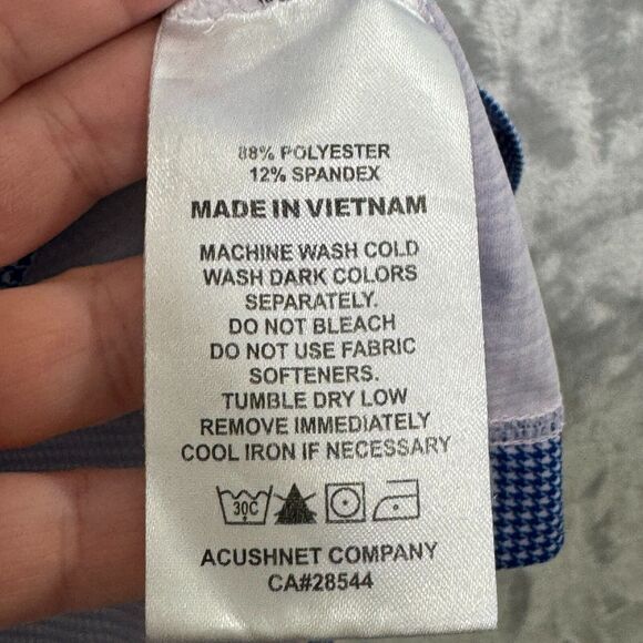 FootJoy Polo Mens L Blue White Houndstooth Check Short Sleeve Stretch Golf - Picture 4 of 10